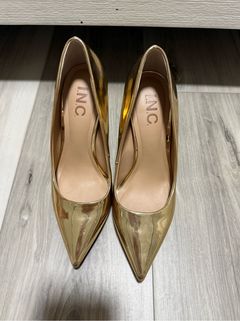 INC International Concepts Metallic Gold Pointed-Toe Stiletto Pumps
